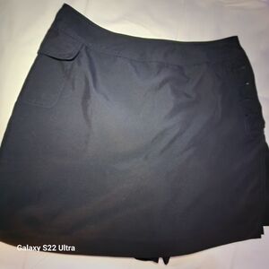 Womens SZ 8 IZOD Navy Tennis Golf Mini Skort Skirt Shorts Side Buttons Pocket